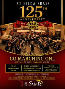 Concert poster - for the 125th anniversary concert. Contains a photo of the band and details about the concert.